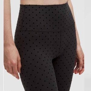 NWT lululemon Black Polka Dot High-Waisted Leggings Flocked Align 25”